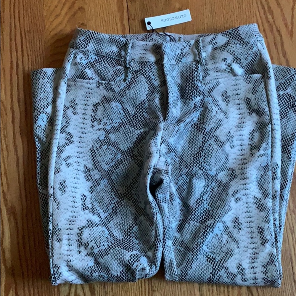 Faux leather snake skin pants